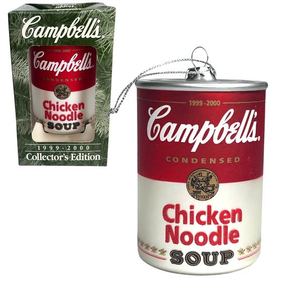 Campbells Chicken Noodle Soup Can GLASS ORNAMENT Collectors Edition 1999-Y2K - Picture 1 of 8